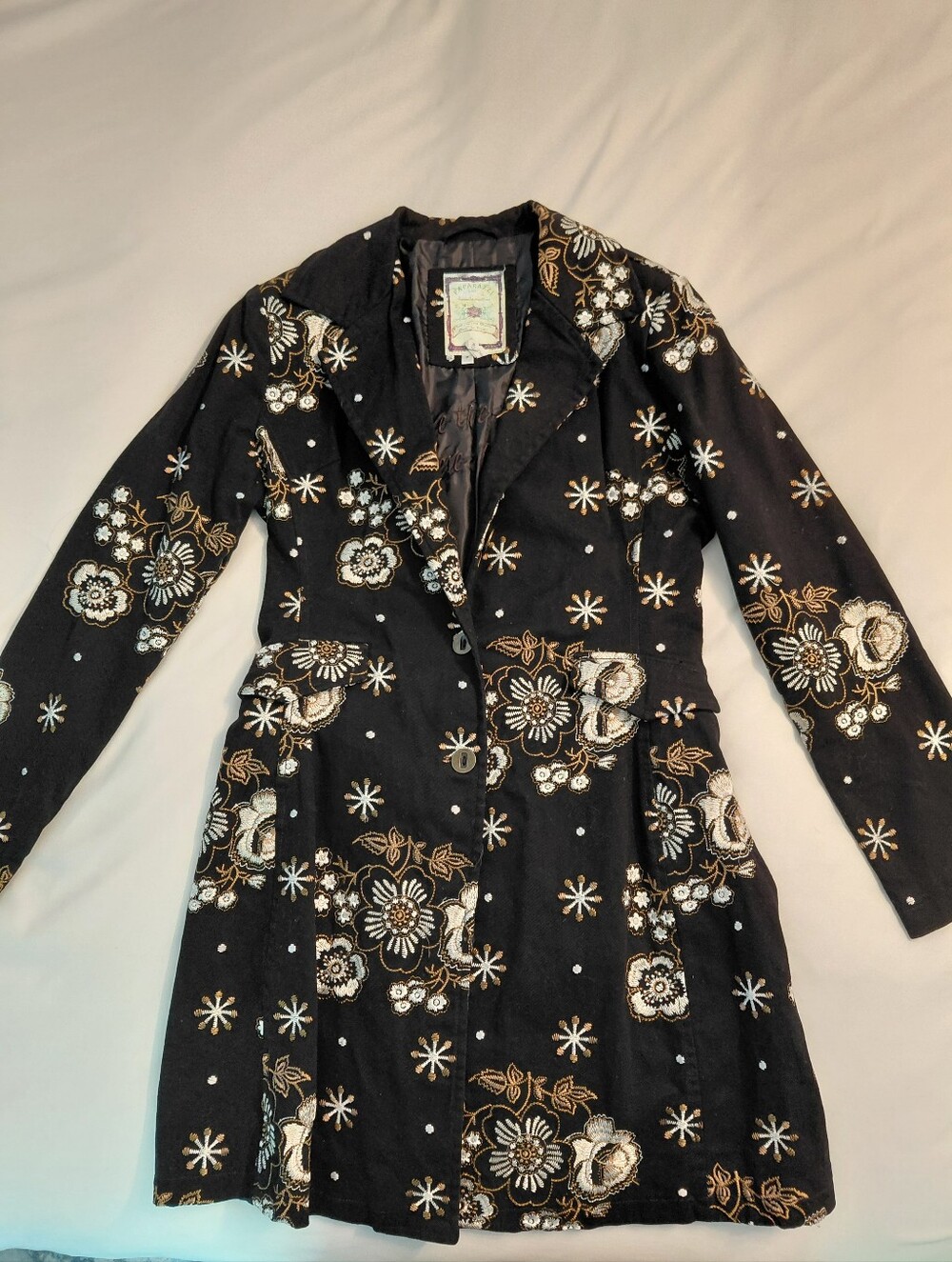 Paparazzi Black Jacket with Gold and White Embroidery